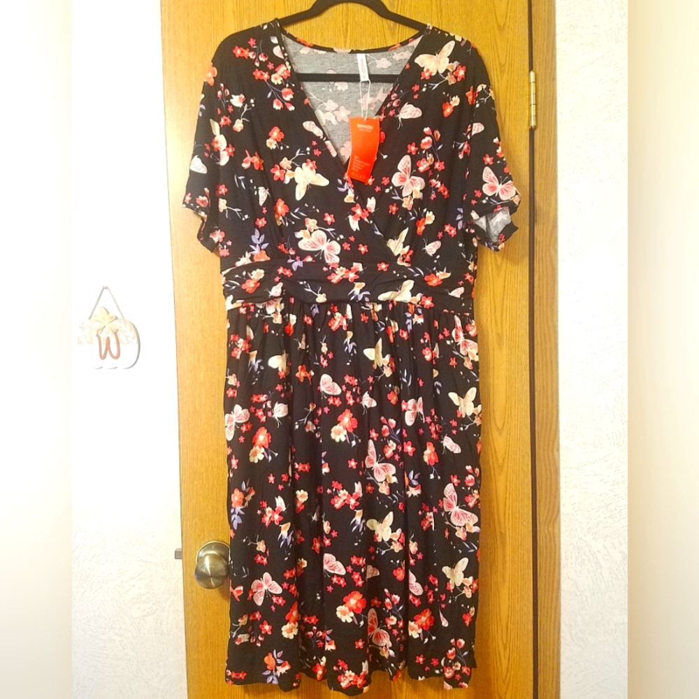 Weaczzy Floral Black Dress 3XL
